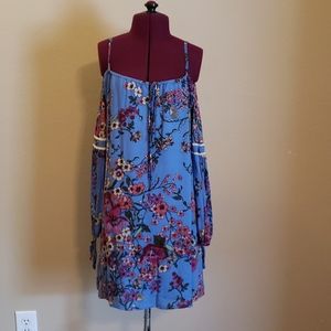 Wayf Floral Cold Shoulder Mini Dress XS